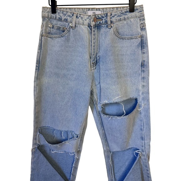 Adika Davis Straight Leg Distressed Jeans Size Medium Light Wash - Picture 5 of 13